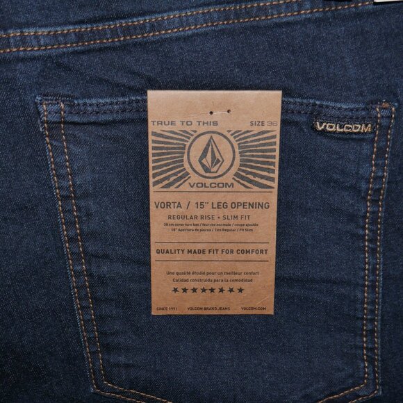 Volcom Vorta Slim Straight Men's Jeans Men's Size 36x32 Stretch Denim Skater - Picture 8 of 12